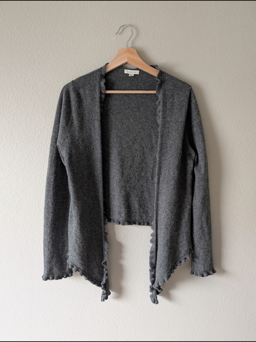 Garnet Hill Cashmere Gray Sweater Open Cardigan Size M
